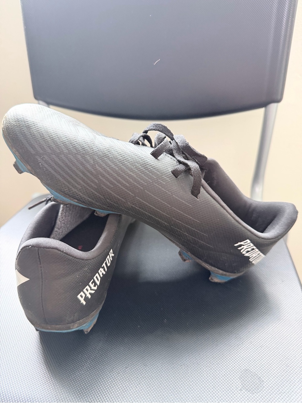 adidas Originals Predator Kids Black Soccer Cleats with Blue Accents